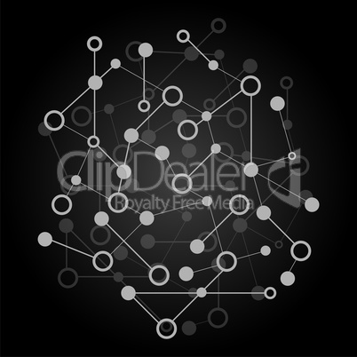 Abstract background with DNA strand, atom, molecule structure. genetic and chemical compounds