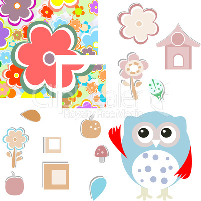 holiday pattern with flowers and owl background