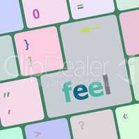 feel word on keyboard key, notebook computer button