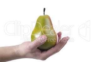 Hand with a pear