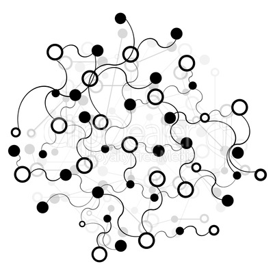 Abstract background. Black connecting dots on white.