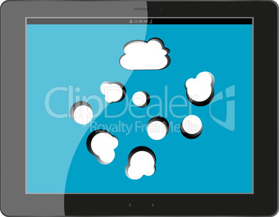 speech bubble on black tablet pc social, network concept