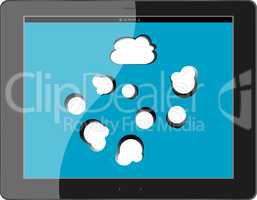 speech bubble on black tablet pc social, network concept