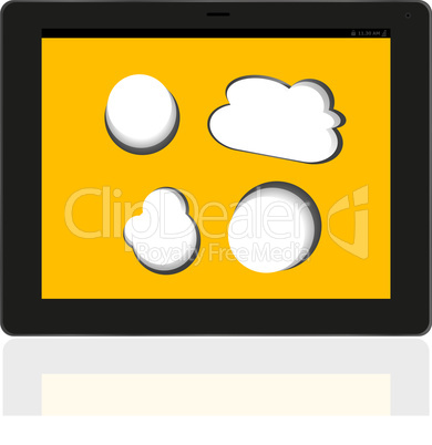 speech bubble on black tablet pc social, network concept