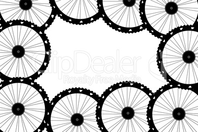 bike wheels background pattern. Pattern of bicycle wheels. bicycle wheels with tyre and spokes