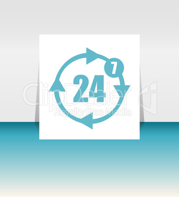 button with twenty four hours by seven days icon