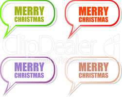 Merry Christmas stickers set isolated on white