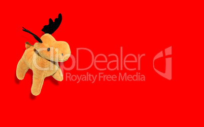 Christmas Deer over red background