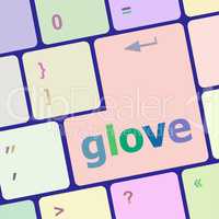 glove word on keyboard key, notebook computer button
