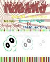 Vertical music party background with colorful graphic elements and text. party dance concept.