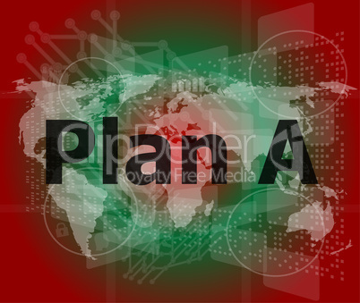 The word plan a on digital screen, business concept