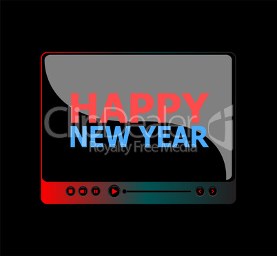 Happy New Year words on media player. Flat design.