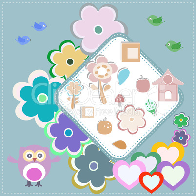 invitation pattern with owl flower pattern for kids
