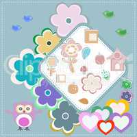invitation pattern with owl flower pattern for kids
