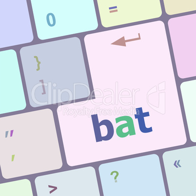 bat word on keyboard key, notebook computer