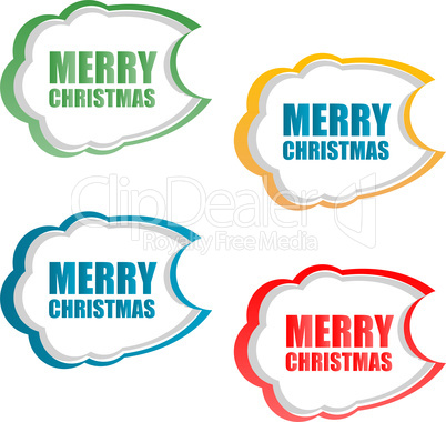 Merry Christmas stickers set isolated on white