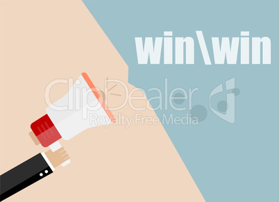 win . Flat design business concept Digital marketing business man holding megaphone for website and promotion banners.