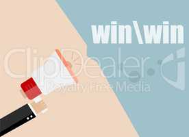 win . Flat design business concept Digital marketing business man holding megaphone for website and promotion banners.