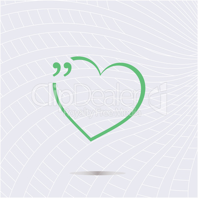 Quotation Mark Speech Bubble with love heart. Quote sign icon.