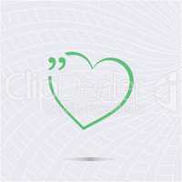 Quotation Mark Speech Bubble with love heart. Quote sign icon.