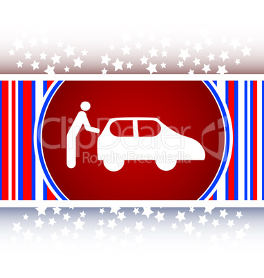 man and car on web icon (button)