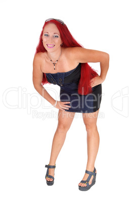Middle age woman in jeans dress. Middle age woman in jeans dress.