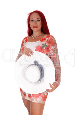 Beautiful woman with white hat. Beautiful woman with white hat.