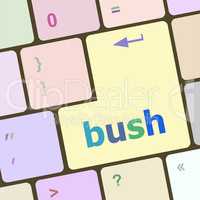 bush word icon on laptop keyboard keys