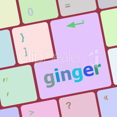 ginger word on keyboard key, notebook computer button