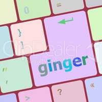 ginger word on keyboard key, notebook computer button
