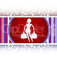 Shopping woman with bags, web icon