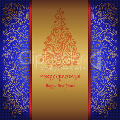 Card with a Christmas tree