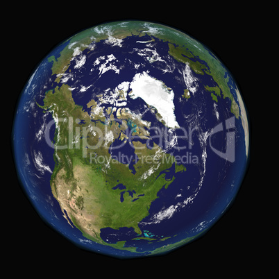 North America Canada USA from space. Elements of this 3d image furnished by NASA