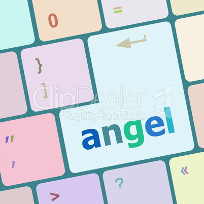 Keyboard with white Enter button, angel word on it