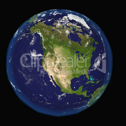 North America from space. Elements of this 3d image furnished by NASA