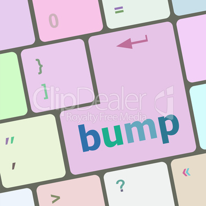 Computer keyboard with bump key. business concept