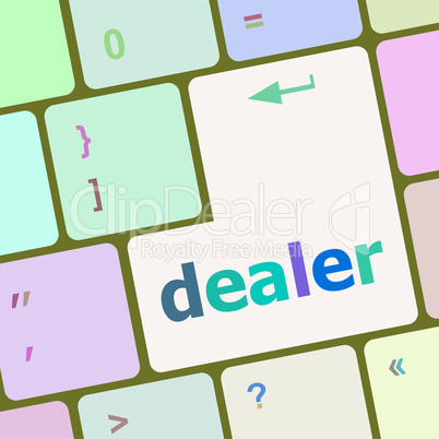 dealer button on keyboard with soft focus