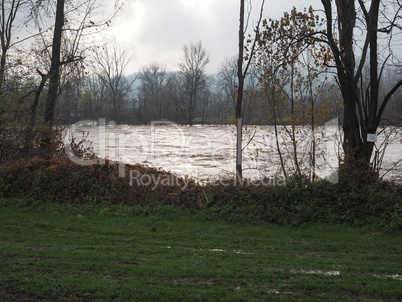 River Po flood in Turin