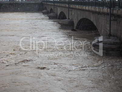 River Po flood in Turin