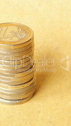 Euro coins pile - vertical