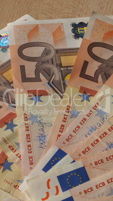 Fifty Euro notes - vertical