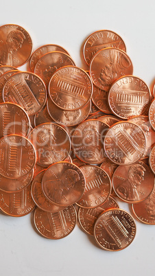 Dollar coins 1 cent - vertical