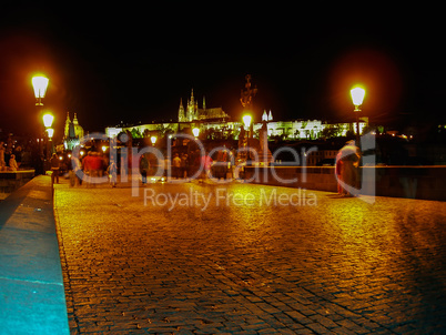 Charles Bridge at night in Prague