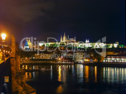 Charles Bridge at night in Prague