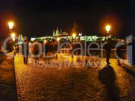 Charles Bridge at night in Prague