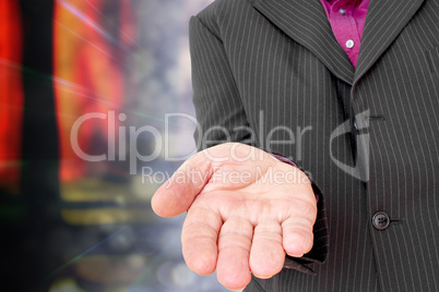 Man showing blank open hand