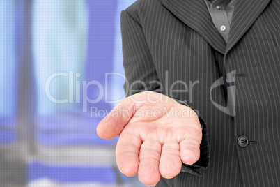 Man showing blank open hand