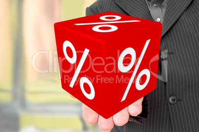 Man with percent cube