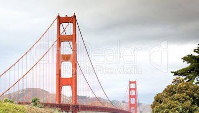 Golden Gate Bridge in a rainy day