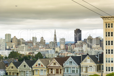 Painted Ladies with downtown in the background